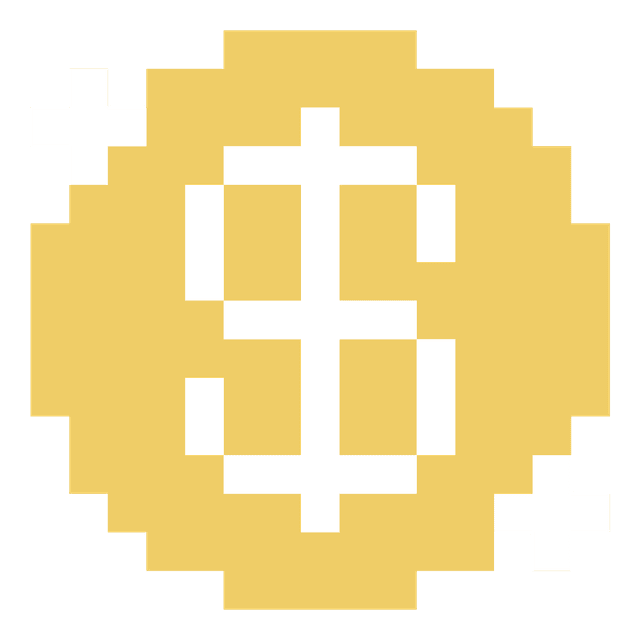 Pixelated coin illustration