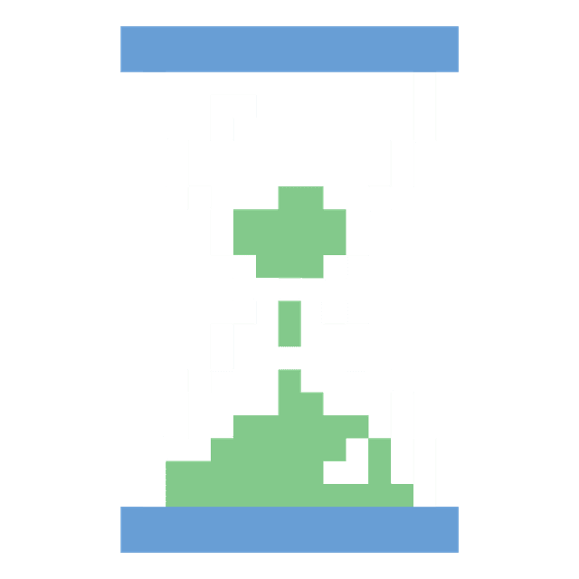 Pixelated hourglass illustration