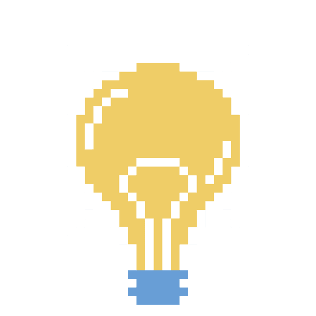 Pixelated lightbulb illustration